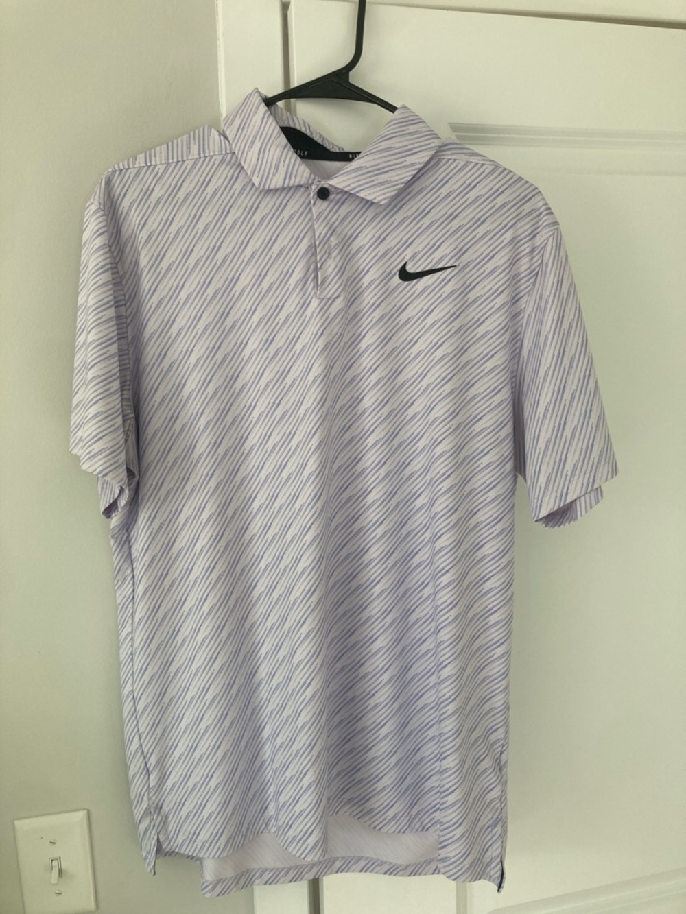 Nike Men's Lavender Stripe Dri-FIT Polo with Black Swoosh